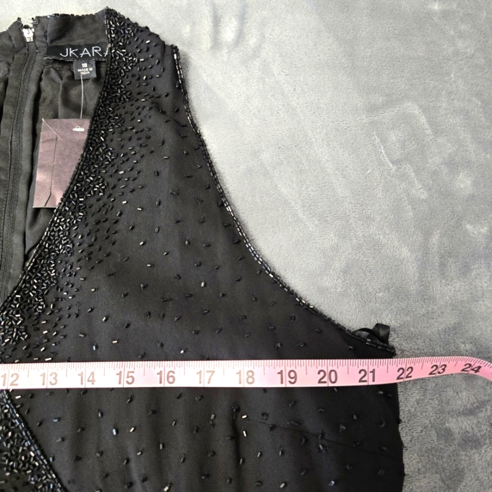 NWT JKara Faux Wrap Black Beaded Top Womens Plus Size 18 Sleeveless Glam - Picture 9 of 16
